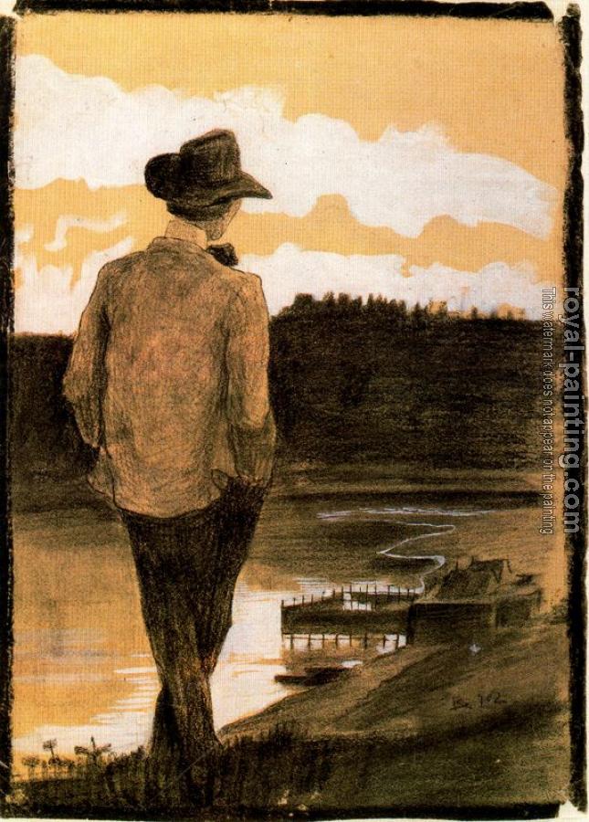 Umberto Boccioni : Young Man on a Riverbank